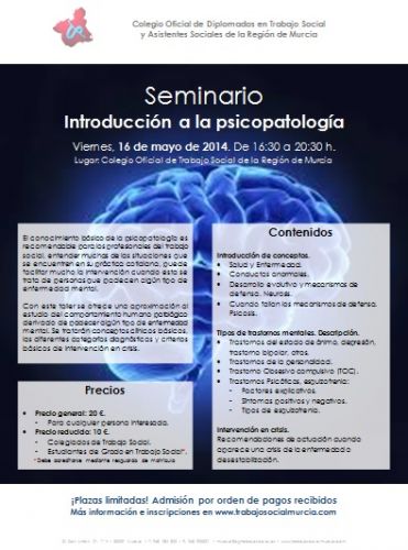 ¡PLAZAS AGOTADAS! Seminario Introducción a la psicopatología