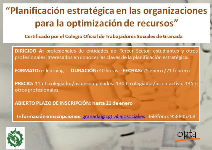 Curso de Planificación estratégica en las organizaciones para la optimización de recursos