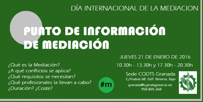 El jueves 21 habrá un "Punto de Información de Mediación" en el Colegio para conmemorar el Día Internacional de la Mediación
