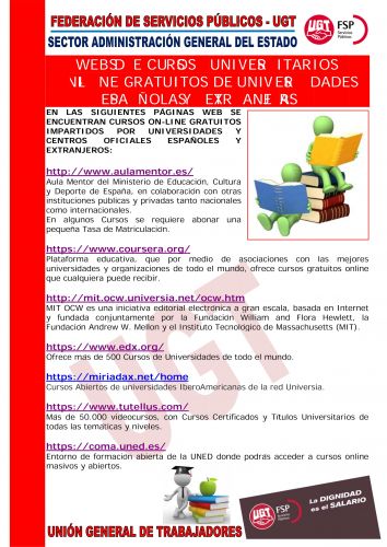 Cursos online gratuitos impartidos por universidades y centros oficiales españoles y extranjeros