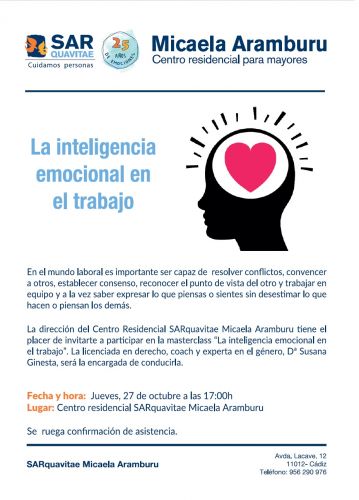 Masterclass gratuita sobre INTELIGENCIA EMOCIONAL. 27 de octubre.