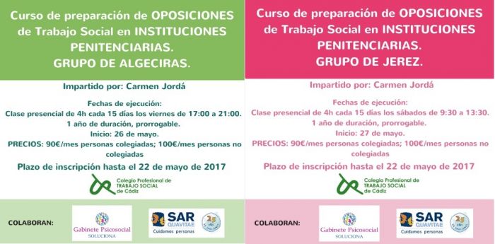Convocatoria de Oposiciones de TS en Instituciones Penitenciarias