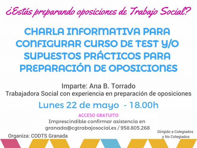 El Colegio organiza una charla informativa para configurar formación de test y supuestos prácticos para Oposiciones