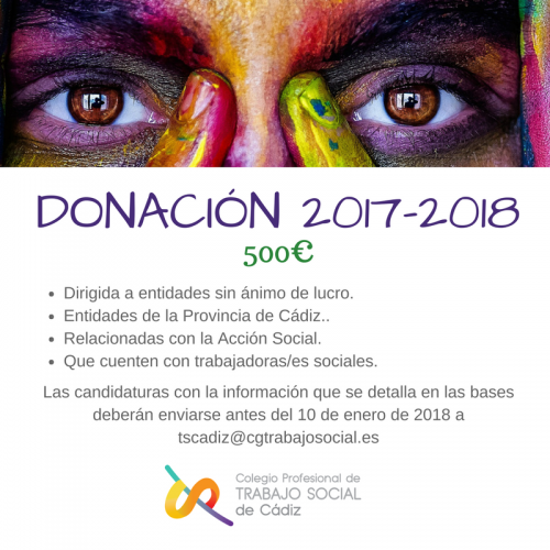 DONACIÓN ANUAL DEL COLEGIO PROFESIONAL DE TRABAJO SOCIAL DE CÁDIZ 2018