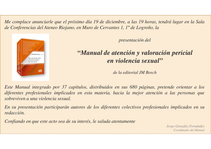 Presentación del "Manual de atención y valoración pericial en violencia sexual"