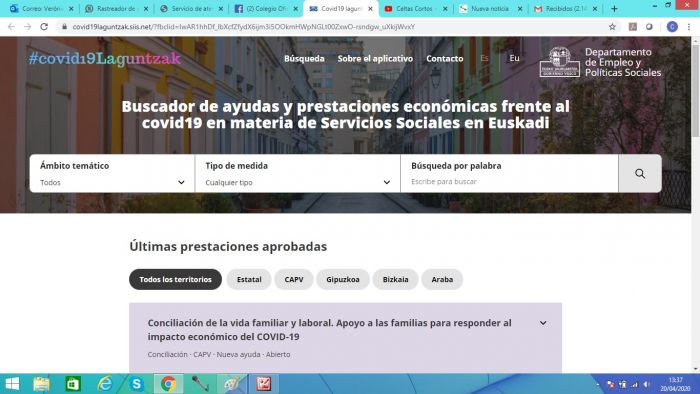 COVID19 LAGUNTZAK ETA PRESTAZIOAK////COVID19 AYUDAS Y PRESTACIONES
