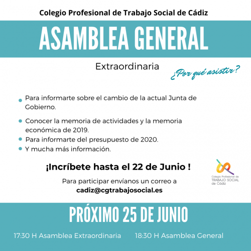 CONVOCATORIA DE ASAMBLEA GENERAL EXTRAORDINARIA Y ASAMBLEA GENERAL ORDINARIA 25 DE JUNIO 2020