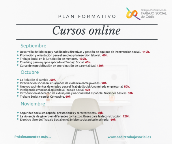 Os presentamos la nueva agenda de formación para los últimos meses del año