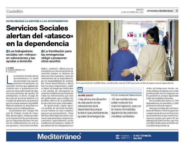 COTS Castelló alerta de la saturació d'alguns equips de Serveis Socials per la crisi sociosanitària