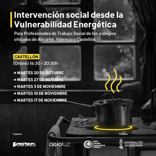 El Col•legi de Treball Social forma a 40 professionals per a revertir l'impacte de la vulnerabilitat energètica a Castelló
