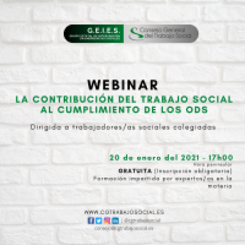 Webinar gratuita del Consejo General "La contribución del Trabajo Social al cumplimiento de los ODS"