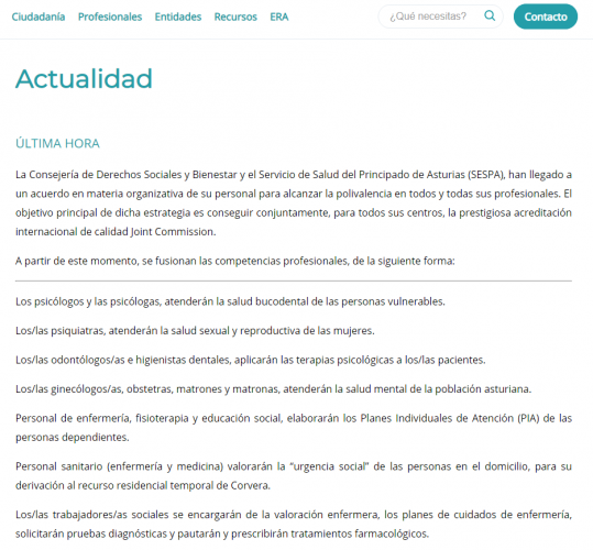 COMUNICADO | ¡Última hora! Acuerdo entre la Consejería de Derechos Sociales y Bienestar y el SESPA en materia organizativa del personal