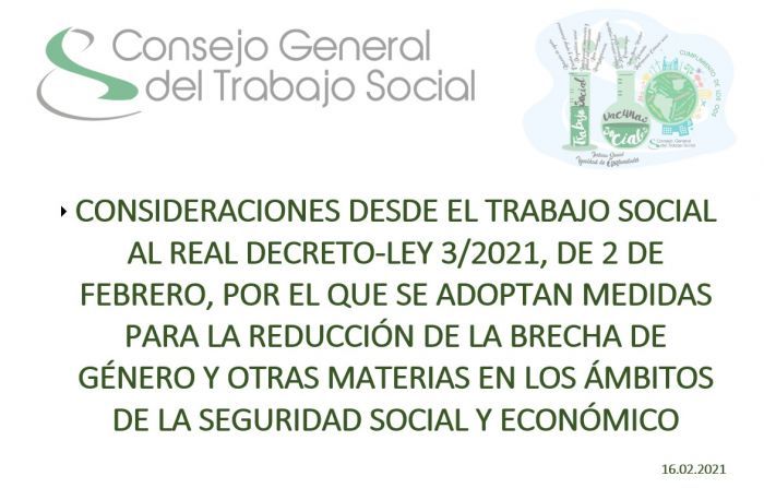 Consideraciones desde el Trabajo Social al Real Decreto-ley 3/2021
