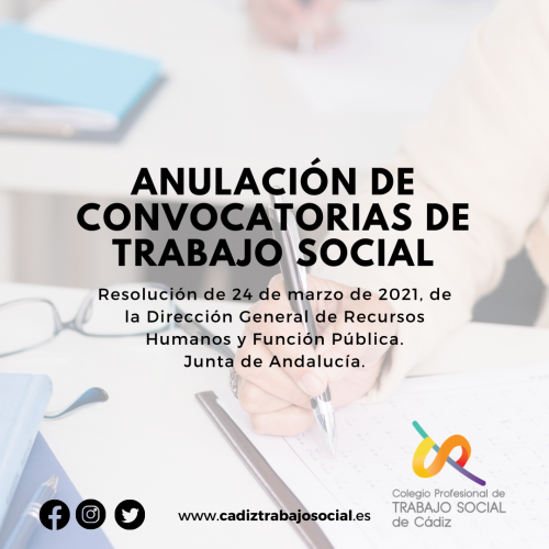 Anulación de convocatorias exprés de personal funcionario interino y laboral temporal de Trabajo Social de la Junta de Andalucía