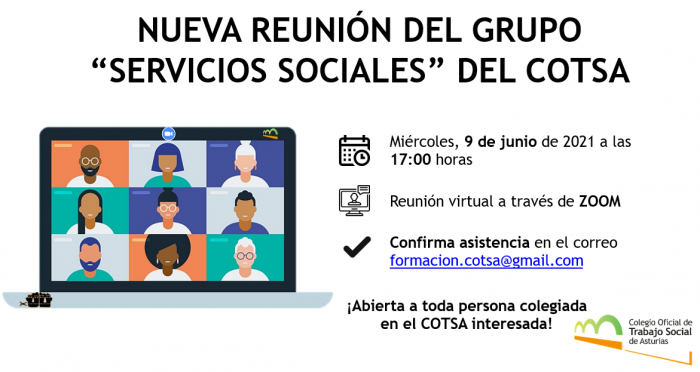 GRUPO "SERVICIOS SOCIALES" | ¡Te esperamos el 9 de junio a las 17hs en ZOOM!
