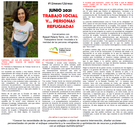 #12meses12áreas | Junio, Trabajo social y... Personas Refugiadas