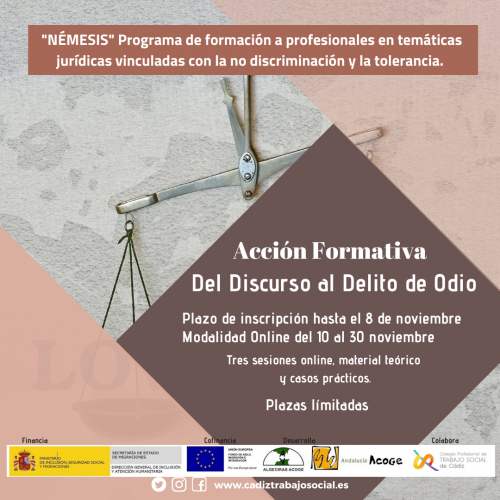 Curso impartido por Algeciras Acoge "Del Discurso al Delito de Odio" Gratuito