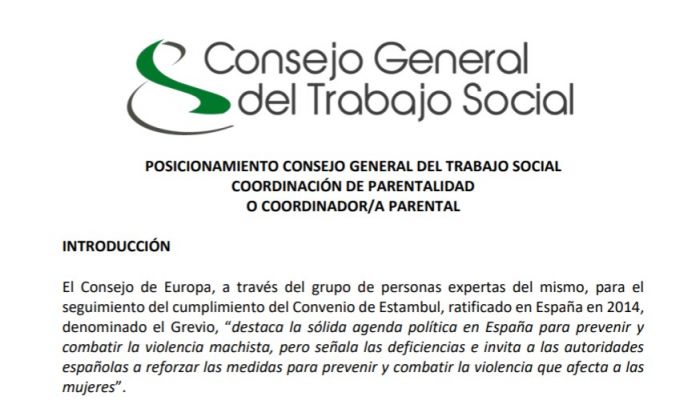 Posicionamiento del Consejo General del Trabajo Social respecto de la Coordinación Parental