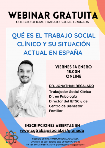 El Dr. Jonathan Regalado impartirá la Webinar "Qué es el Trabajo Social y su situación en España" el próximo viernes 14 de enero de 2022