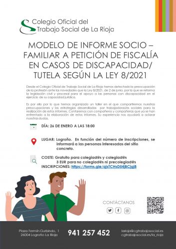 TALLER MODELO DE INFORME SOCIAL FAMILIAR A PETICION DE FISCALIA EN CASOS DE DISCAPACIDAD/TUTELA SEGUN LA LEY 8/2021