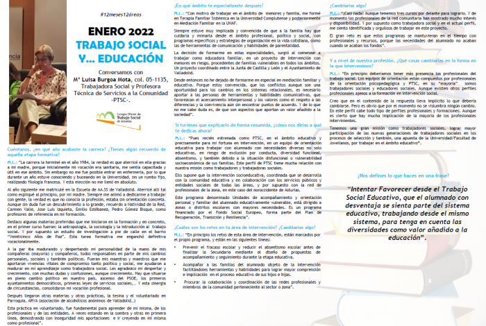 #12meses12áreas | Enero, Trabajo social y Educación