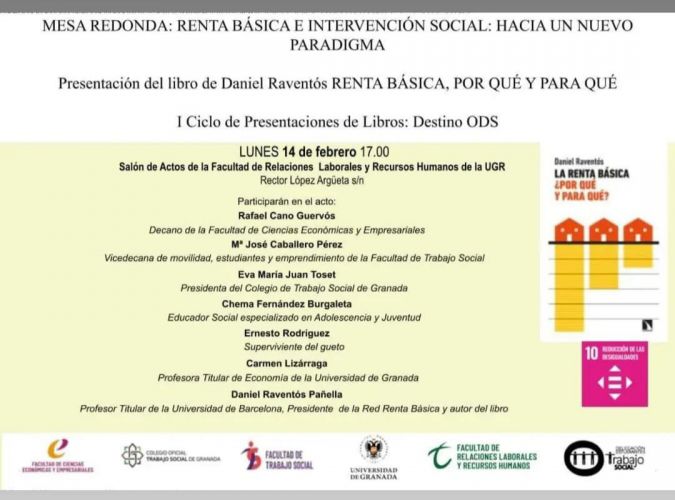 El Colegio Oficial de Trabajo Social de Granada formará parte de la Mesa Redonda "Renta Básica e Intervención Social: hacia un nuevo paradigma" el próximo lunes, 14 de febrero