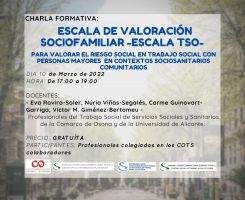 (Finalizado) Charla-Escala de valoración sociofamiliar (ESCALA TSO)/Gizarte eta familia balorazioarako eskala (TSO ESKALA) hitzaldia