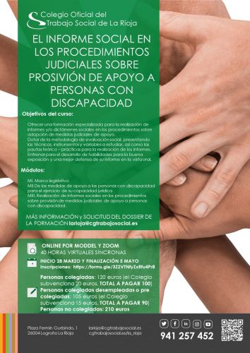 CURSO EL INFORME SOCIAL EN LOS PROCEDIMIENTOS JUDICIALES SOBRE PROVISION DE APOYO A PERSONAS CON DISCAPACIDAD