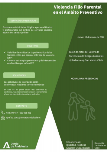 Jornada sobre Violencia filioparental en el ámbito preventivo. 10 de marzo de 2022.
