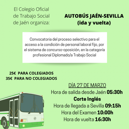 Autobús Examen Junta de Andalucía 27 de marzo.
