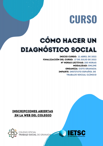 El Colegio organiza un curso de formación sobre el DIAGNÓSTICO SOCIAL de 150 horas