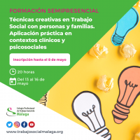 Curso "Técnicas creativas en Trabajo Social con personas y familias. Aplicación práctica en contextos clínicos y psicosociales"