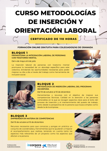 Se abre inscripción para el CURSO "METODOLOGÍAS DE INSERCIÓN Y ORIENTACIÓN LABORAL" de 110h