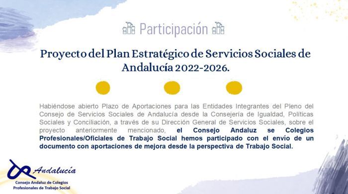 Participación en el Proyecto del Plan Estratégico de Servicios Sociales de Andalucía 2022-2026.