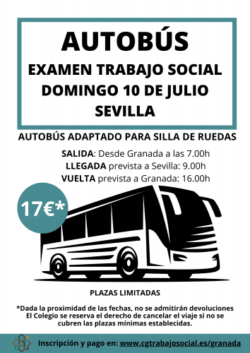 El Colegio pone a disposición de los y las opositoras, un autobús para el desplazamiento a Sevilla el próximo 10 de julio