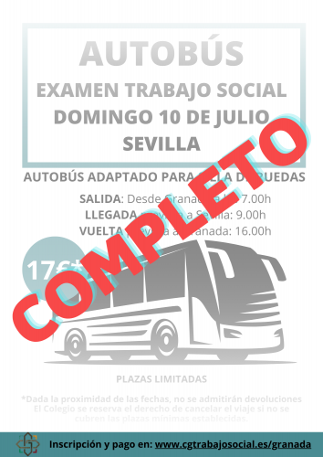 COMPLETO. Se completa el autobús previsto para las oposiciones en Sevilla el próximo día 10 de julio