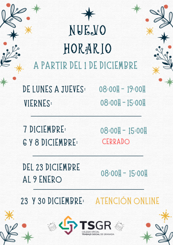 HORARIO COLEGIAL A PARTIR DEL 1 DE DICIEMBRE