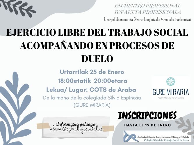ENCUENTRO PROFESIONAL "Ejercicio libre del TS acompañando en procesos de duelo"