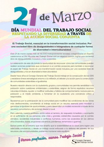 El Consejo General del Trabajo Social felicita a todos y todas las trabajadoras sociales en el Día Mundial de la profesión