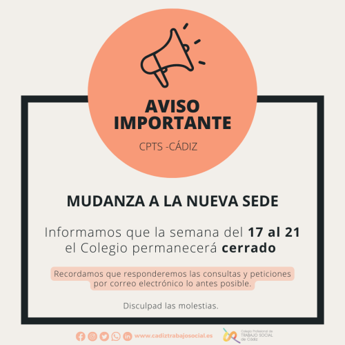Informamos que la semana del 17 al 21 el Colegio permanecerá cerrado con motivo de la mudanza a la nueva sede.