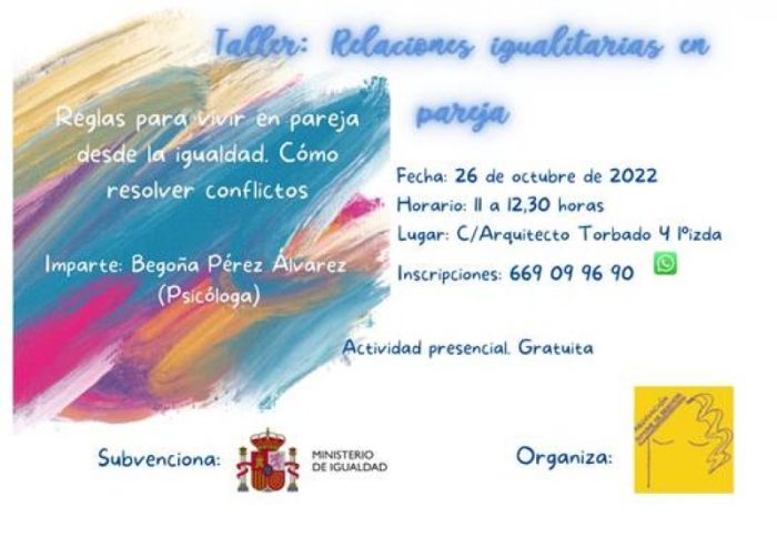 Taller de RELACIONES IGUALITARIAS EN PAREJA organizada por ASOCIACION LEONESA SIMONE DE BEAUVOIR 26 de octubre