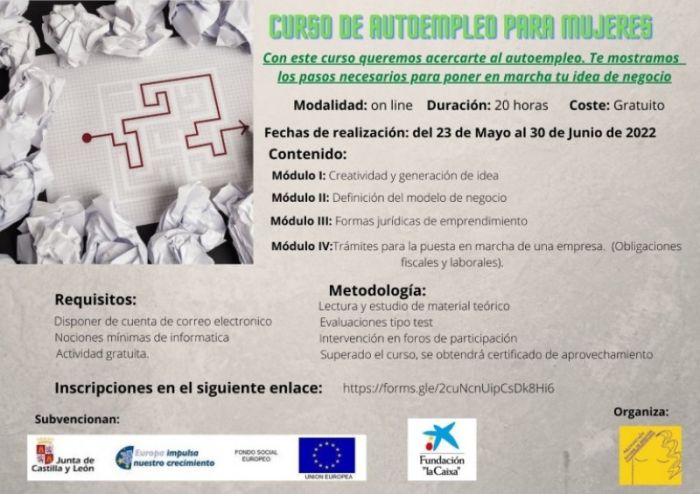 ASOCIACION LEONESA SIMONE BEAUVOIR: CURSO DE AUTOEMPLEO PARA MUJERES (23 MAYO A 30 JUNIO)