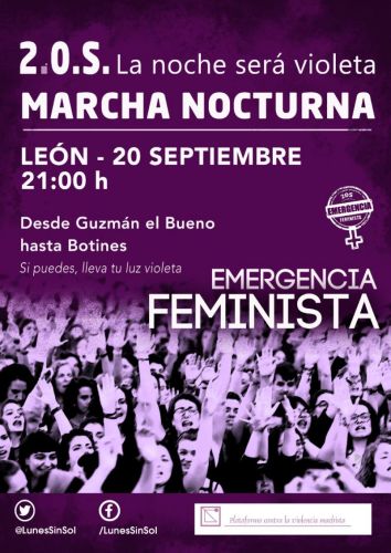 Manifestación EMERGENCIA FEMINISTA 20 de septiembre. Organizada por Asociación Leonesa Simone de Beauvoir.