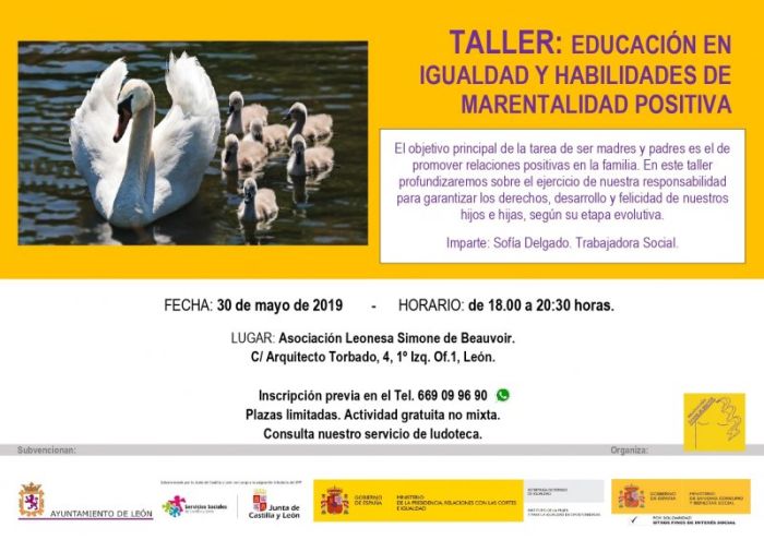 TALLERES EDUCATIVOS organizados por A.L. Simone De Beauvoir. 16 y 30 de mayo de 2019