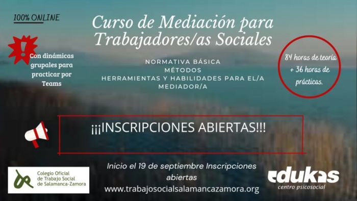 Vuelta al cole con el curso “Mediación para trabajadores/as sociales”.