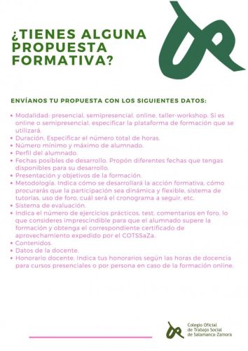 Abierto el plazo para propuestas formativas.