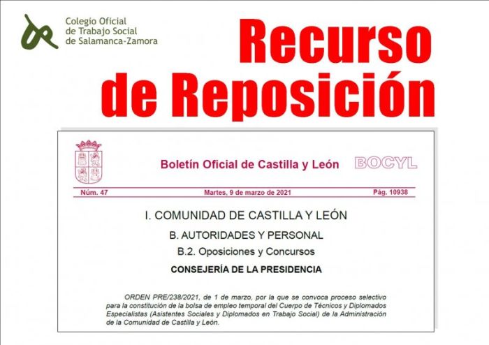 Presentamos recurso de reposición a las bases de la bolsa de empleo de la JCYL.