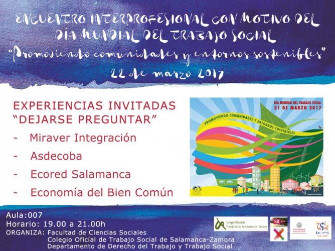 SALAMANCA-ZAMORA. CELEBRACIÓN DÍA INTERNACIONAL DEL TRABAJO SOCIAL. FACULTAD DE CIENCIAS SOCIALES. DE 19 A 21 H.