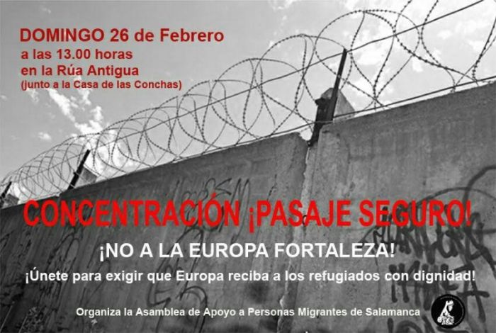 SALAMANCA. CONCENTRACIÓN PASAJE SEGURO. 26 DE FEBRERO, A LAS 13 H. EN LA RUA ANTIGUA (JUNTO A LA CASA DE LAS CONCHAS).