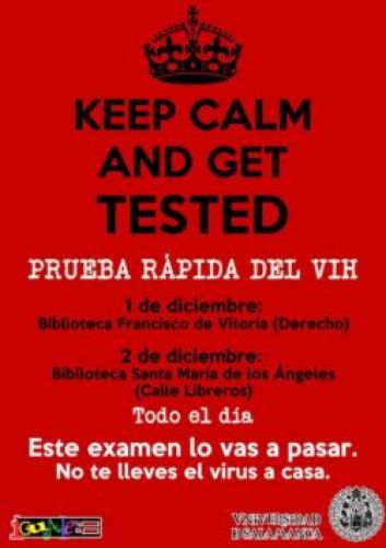 SALAMANCA. Prueba Rápida del VIH, 1 Y 2 DE DICIEMBRE, con motivo del 1 de diciembre, Día Mundial del VIH.
